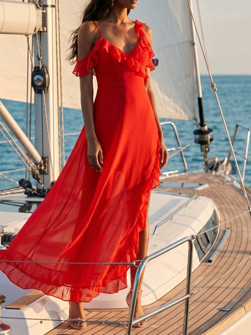 NWT! REVOLVE Runway the Label SHOWPO Winnie red ruffle dress US M